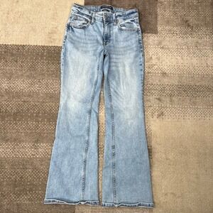 Aeropostale Womens Mid Rise Flare Jeans Light Wash Blue Size 2 Short Boho